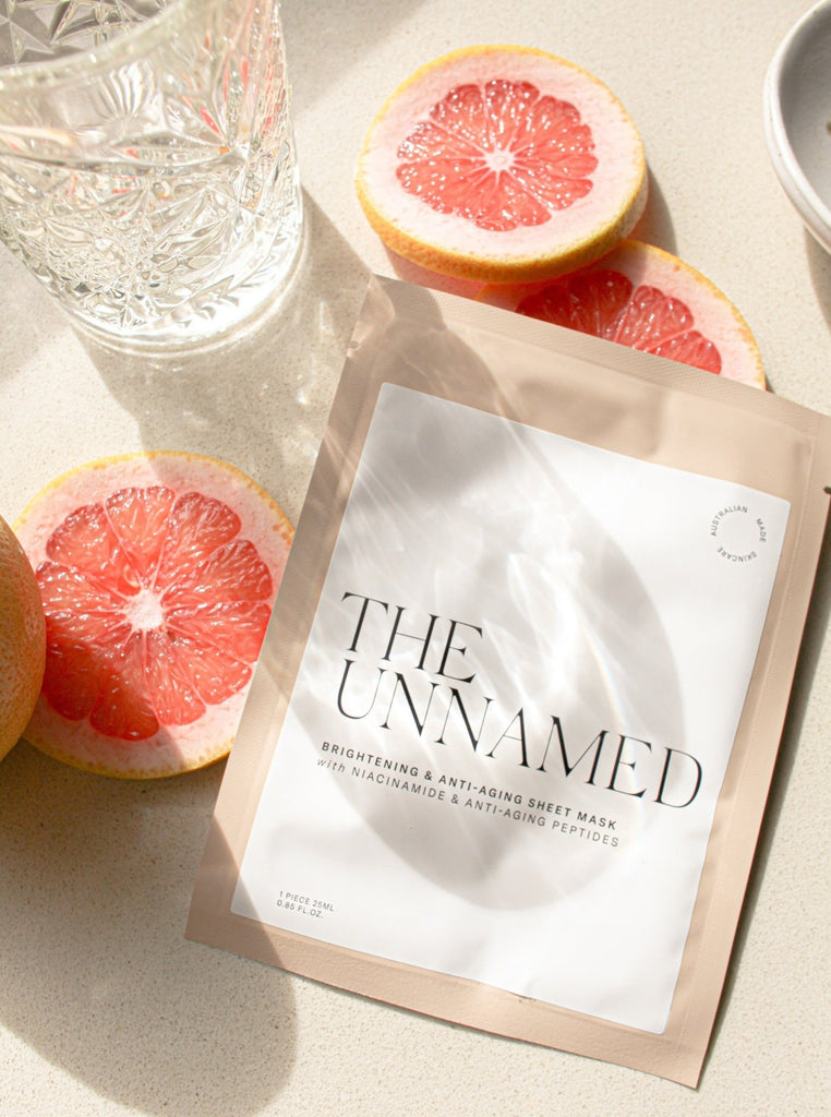 The Unnamed Skincare Brightening Face Sheet Mask with Crystal Glass & Grapefruit