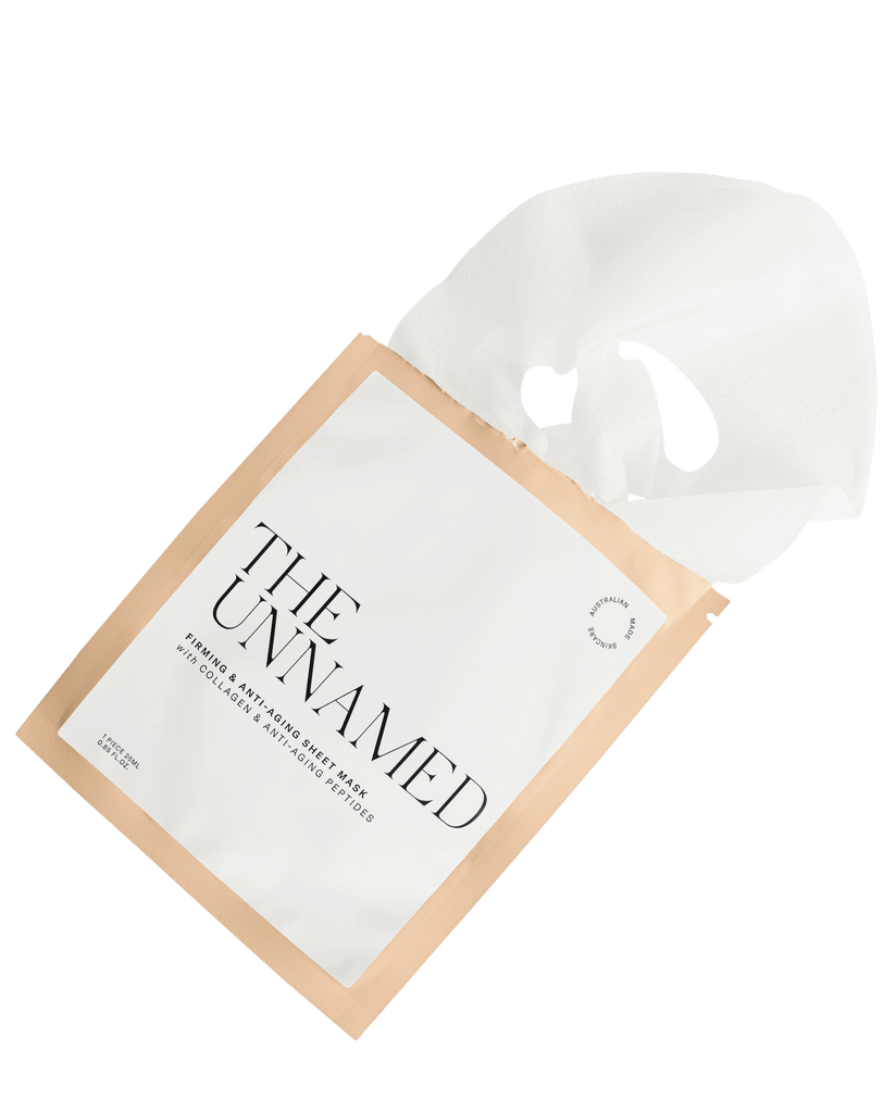 The Unnamed Skincare Firming Face Sheet Mask Open with mask coming out
