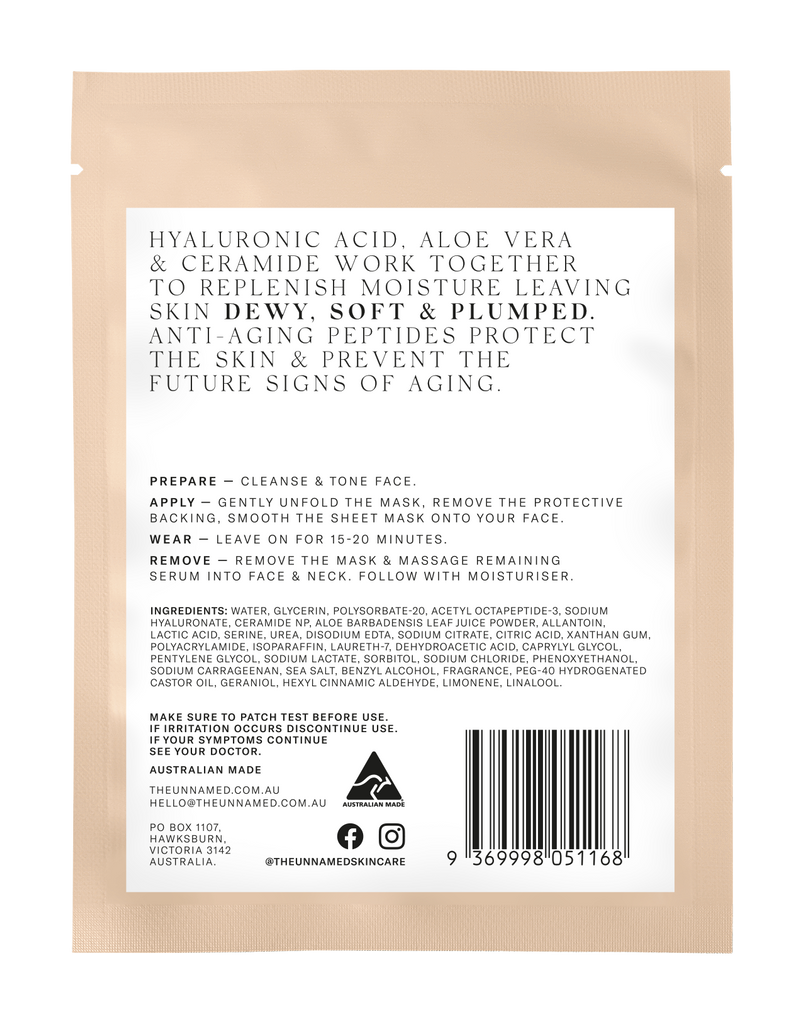 The Unnamed Hydrating Anti-Aging Face Sheet Mask Back of Pack